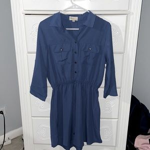 Blue button-up dress